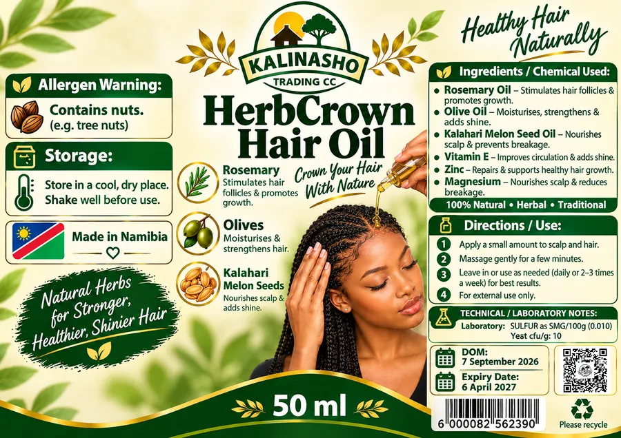 HerbCrown Hair Oil 50 ml label artwork