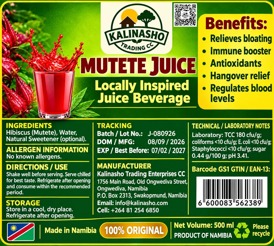 Mutete Juice 500 ml label artwork