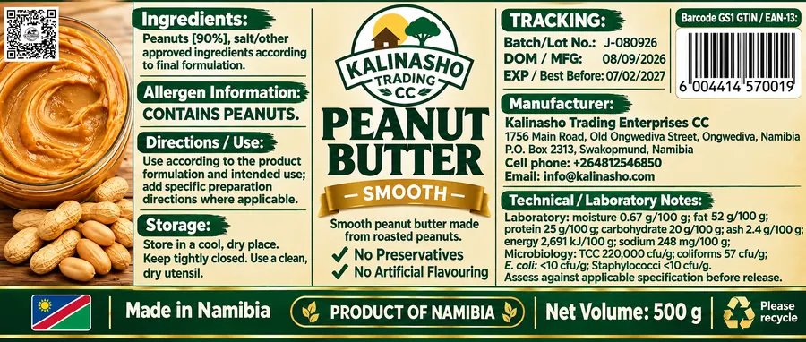 Peanut Butter 500 g label artwork