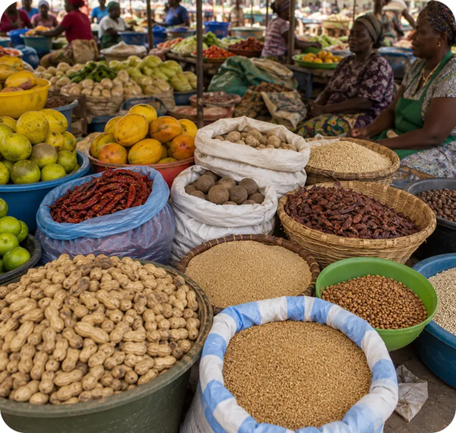 Fresh local produce displayed at a community market